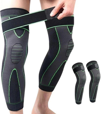 FITPUT Fitness Compression Knee & Calf Sleeve Cap Support for Men & Women Knee Support Knee Support(Green, Black)