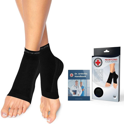 Dr. Arthritis Doctor Developed Copper Foot Compression Sleeves/Plantar Socks (PAIR) Foot Support(Black)