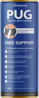 PUG Knee Support, 1 Pair, Size L | Ergonomically Designed for Indian Knee | Knee Support(Grey)