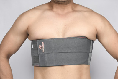 PRO Healthcare Rib Belt Elastic Chest Wrap Injury Binder Compression & for Men & Women Back / Lumbar Support(Grey)