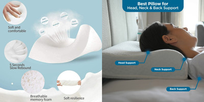 RUSHABH ENTERPRISE Memory Foam Floral Sleeping Pillow Pack of 1(White)