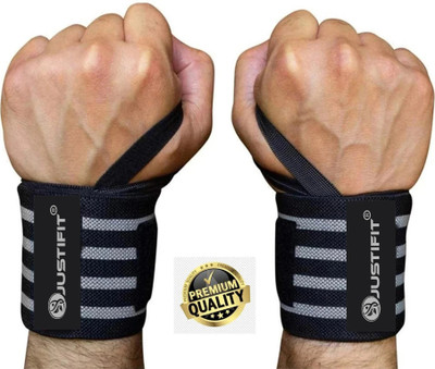 JUSTIFIT Professional Wrist Band Strap for gym fitness support weight lifting-1 Pair Wrist Support(Grey)