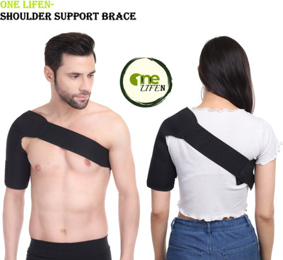 ONE LIFEN Shoulder Support Brace Double Lock Adjustable (FREE SIZE) Men & Women Shoulder Support(Black)
