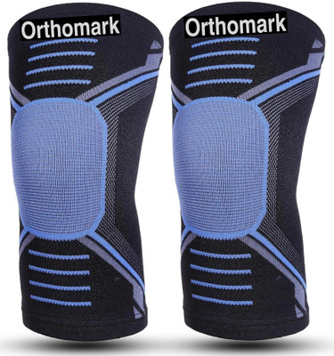 OrthoMark Comfortable 3D Anti Slip Knee Supporter Walking Running Fitness Unisex Size XL Knee Support(Blue, Black)