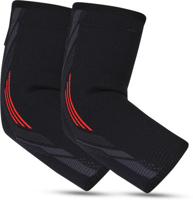 Squgo Elbow Support Sleeve Wrap Cap Brace Guard Band Pads Protector Belt Grip Elbow Support(Black, Red)