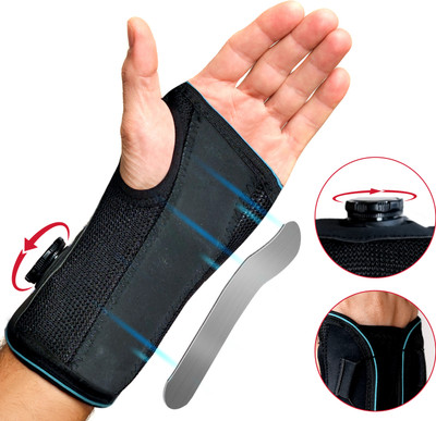 AGEasy Adjustable Dial Easy-Twist Wrist Brace for Pain Reduction Left Hand Support(Black)