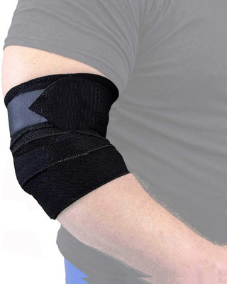 DreamPalace India Elbow Support Wrap Protector for Weightlifting, Gym, Support, Deadlift (1 Pair) Elbow Support(Black)