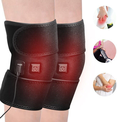 SWISS WONDER Heated Knee Massage Wrap Hot Therapy Compress to Warm Joint Relief Knee Support(Black)