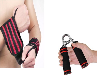 TRUE INDIAN Wrist Support Band with Thumb Loop for Gym & Adjustable Hand Grip Strengthener Wrist Support(Red, Black)