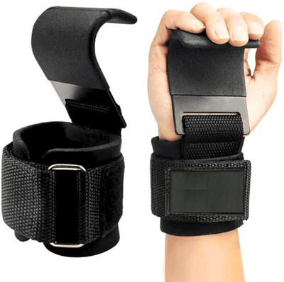 squarefit Power Lifting Cross-Training Premium Workout Hook -Gym Strap with Wrist Support Wrist Support(Black)