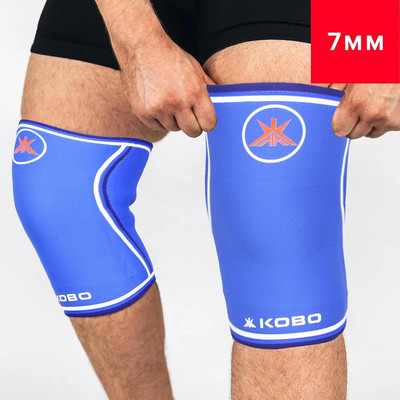 KOBO 7 mm Knee Cap Compression Support (Pair) Knee Support(Blue)