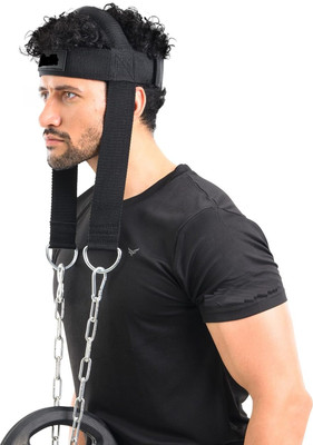 Kv International Neck Harness for Gym, MMA & Strength Training with Heavy Duty Chain & Straps Neck Support(Black)