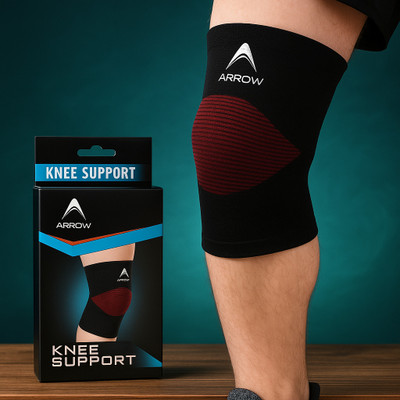 ArrowMax BEST IN CLASS 4 WAY STRETCH COMPRESSION KNEE CAP SUPPORT ( PAIR)BLACK-MEDIUM Knee Support(Black)