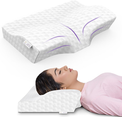 MY ARMOR Orthopedic Memory Foam Cervical Pillow for Neck & Shoulder Pain with Outer Cover Cervical Pillow(White)