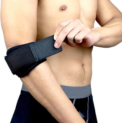 WellsetGo Adjustable Compression Elbow Support for Pain Relief & Joint Protection| Black | Elbow Support