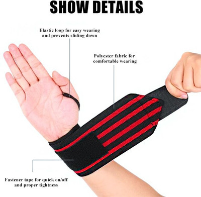 PRT Thumb Loops Wrist Support Braces UNISEX Weight Lifting, Powerlifting (1-PAIR) Wrist Support