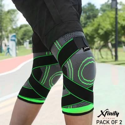 Xfinity Fitness Dual strap compression knee sleeve cap support for men and women (pack of 2) Knee Support