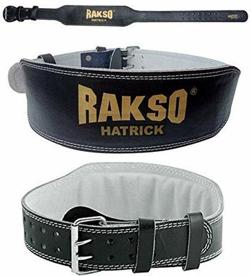 Rakso Weight lifting Gym Belt Back Support ForMen and Women BLACK LEATHER Abdomen Back / Lumbar Support(Black)