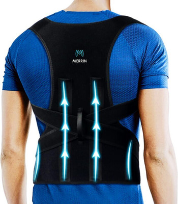Merrin INDIA Premium Posture Corrector for Men & Women Back Support Belt for Back Pain Posture Corrector(Black)