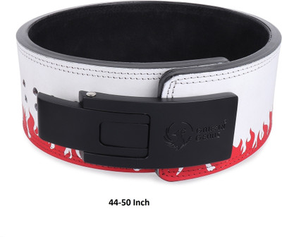 GRIFFIN GEARS Powerlifting Lever Black Buckle Red Fire Belt Power 10MM Heavy Duty Weight Lifting Belt(White)