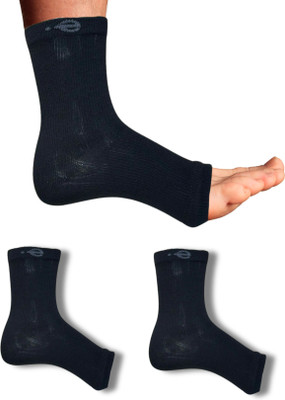 ecosync Bamboo Cotton Ankle Pain Relief Socks for Men & Women, Compression Socks Foot Ankle Support(Black)