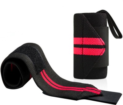 COOL INDIANS Wrist Support Band/Wraps with Thumb Loop for Gym Weight Lifting & Workout Wrist Support(Red, Black)