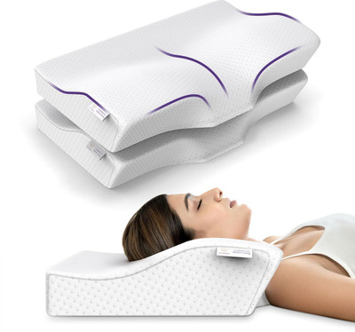 MY ARMOR Orthopedic Memory Foam Cervical Pillow With Bamboo Outer Cover (Pack of 2) - Cervical Pillow(White)