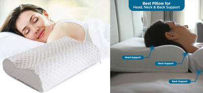 RUSHABH ENTERPRISE Memory Foam Abstract Sleeping Pillow Pack of 1(White)