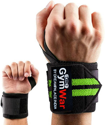GymWar Professional Grade with Thumb Loops - Wrist Support Braces for Men & Women Wrist Support(Green)