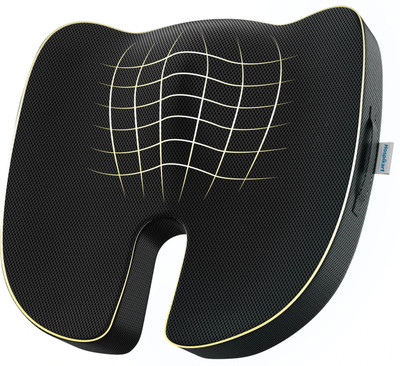 HOSPIKART Cool Gel Memory Foam Coccyx Seat Cushion for Tailbone, Back & Sciatica Pain Back / Lumbar Support(Black)