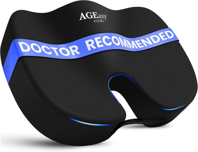AGEasy Orthopedic Coccyx Seat Cushion -Tailbone & Sciatica Pain Relief with Memory Foam Back / Lumbar Support(Black)