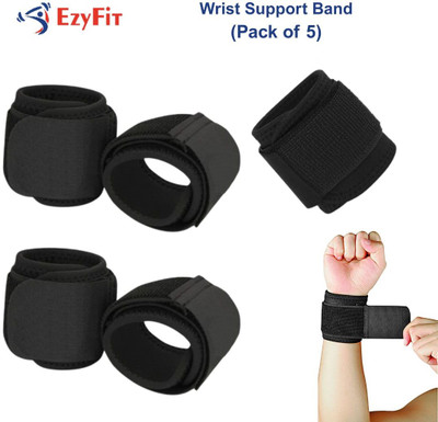 Ezyfit Wrist Wrap Neoprene Band with Velcro – Sports Band for Pain Relief, One Size Wrist Support(Black)