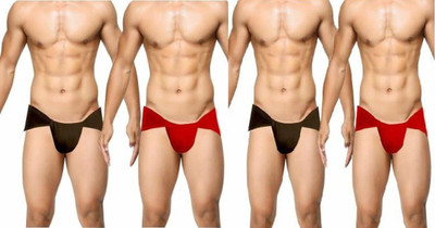 Navika Creation Men's All sports Premium Cotton Langot/Abdomen Support/Fitness(Pack Of 4) Supporter(Black, Red)