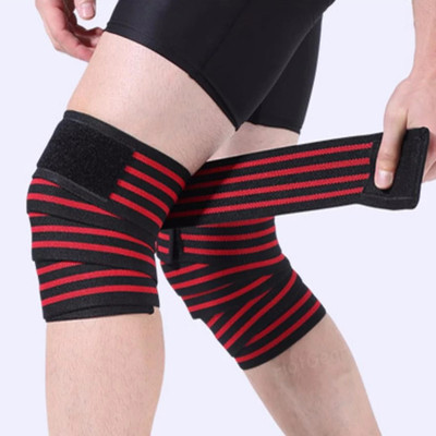 LYON FIT Knee Wrap Support Band for Gym Squats Heavy Weight Lifting (1 PAIR ) Knee Support(Red, Black)