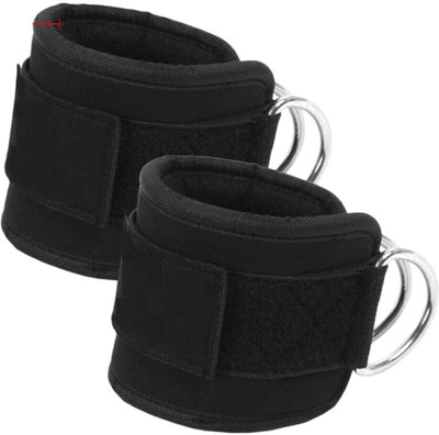 sachi sports Ankle Straps for Gym Cable Machines Attachment Workout With Heavy D-Ring Buckles Ankle Support(Black)