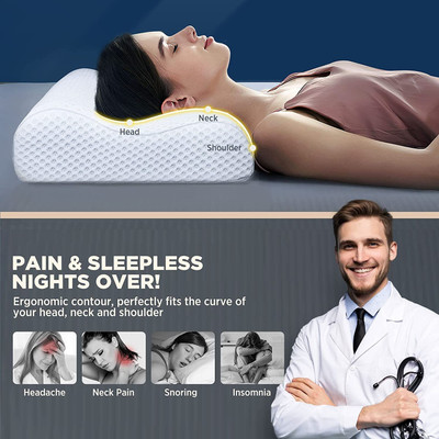 ANUSHKA ENTERPRISE Memory Foam Polka Sleeping Pillow Pack of 1(White)