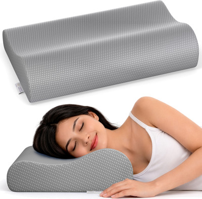 MY ARMOR Cool Gel Memory Foam Cervical Pillow for Neck Pain and Shoulder Pain Relief Cervical Pillow(Grey)