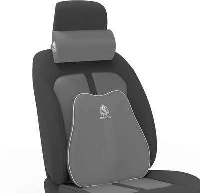 MRRON Faux Slim Car Backrest and Neck Rest Memory Foam Support Pillow Combo Posture Corrector(Black)