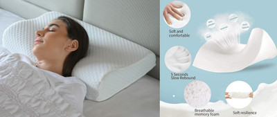 RUSHABH ENTERPRISE Memory Foam Abstract Sleeping Pillow Pack of 1(White)