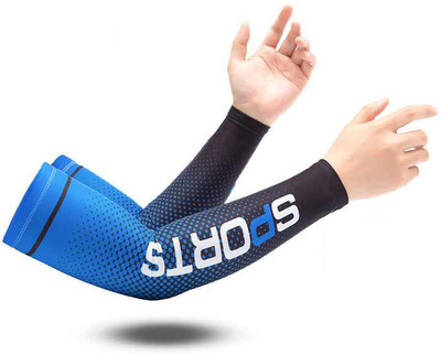 Leosportz (pack of 2) printed UV Protection Elbow Brace Compression Support Tennis Elbow Support(Blue, Black)