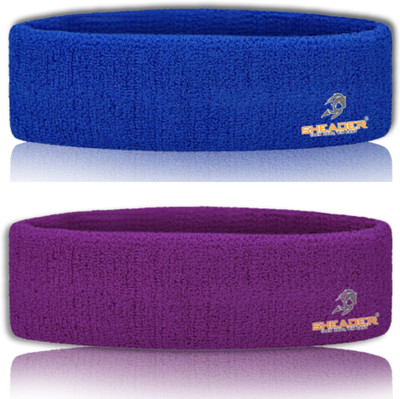 SHEADER Moisture Wicking Multipurpose Work Out Cotton Headband for Men's & Women's Head Support(Blue, Purple)
