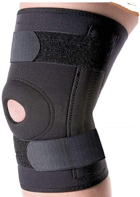 Adaiance Open Patella, Rigid Biaxial Hinge Knee Brace for Joint Pain Relief Medium Knee Support(Black)