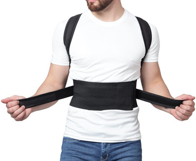 Ragvian Free Size Posture Corrector Belt For Men And Women For Back Pain Belt Posture Corrector(Black)