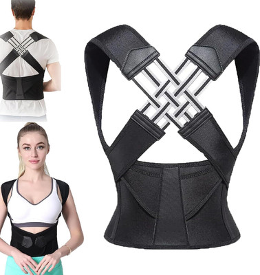 GJSHOP Breathable Adjustable Strap Clavicle Chest and Neck, Back, Shoulder Back / Lumbar Support(Black)