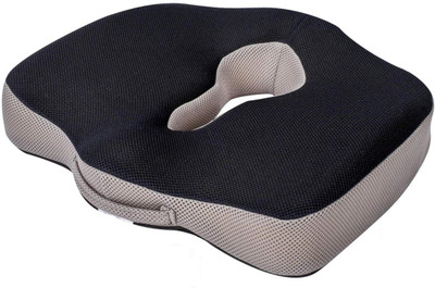 Fazista Office Car Seat Cushion Tailbone Pain Relief Back / Lumbar Support(Black, Grey)