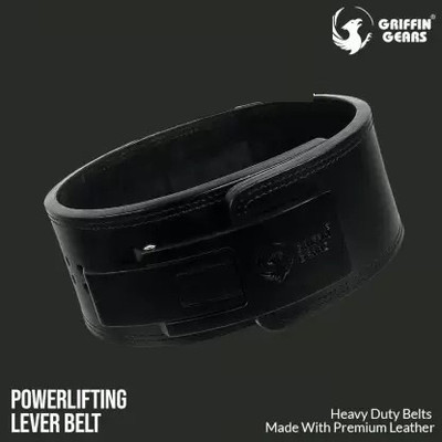 GRIFFIN GEARS Genuine Leather Durable Weightlifting / Power Lifting Belt 10MM(Large-36-46) Back / Lumbar Support(Black)