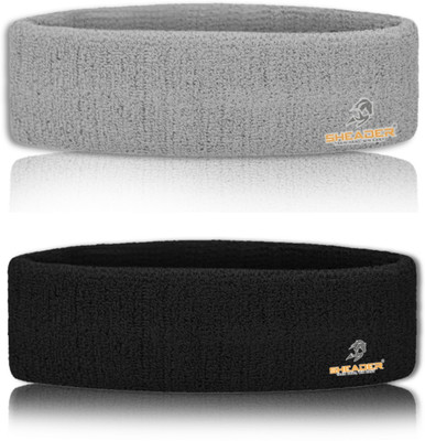 SHEADER Moisture Wicking Multipurpose Work Out Cotton Headband for Men's & Women's Head Support(Grey, Black)