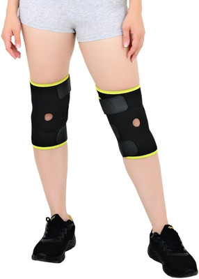 Anshi Knee Cap Support belt brace for Knee Pain Relief Open Patella Women and Men pair Knee Support(Yellow, Black)