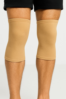 HYPing Knee Cap Sleeves Unisex Sports Gym Running Pain Relief Knee Compression Brace Knee Support(Beige)