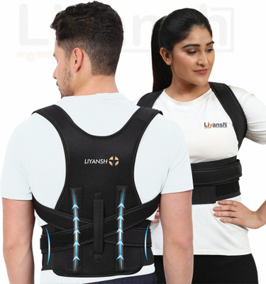 LIYANSH Corrector For Men And Women Back Support Belt Back Pain Back Straight & Shoulder Posture Corrector(Black)